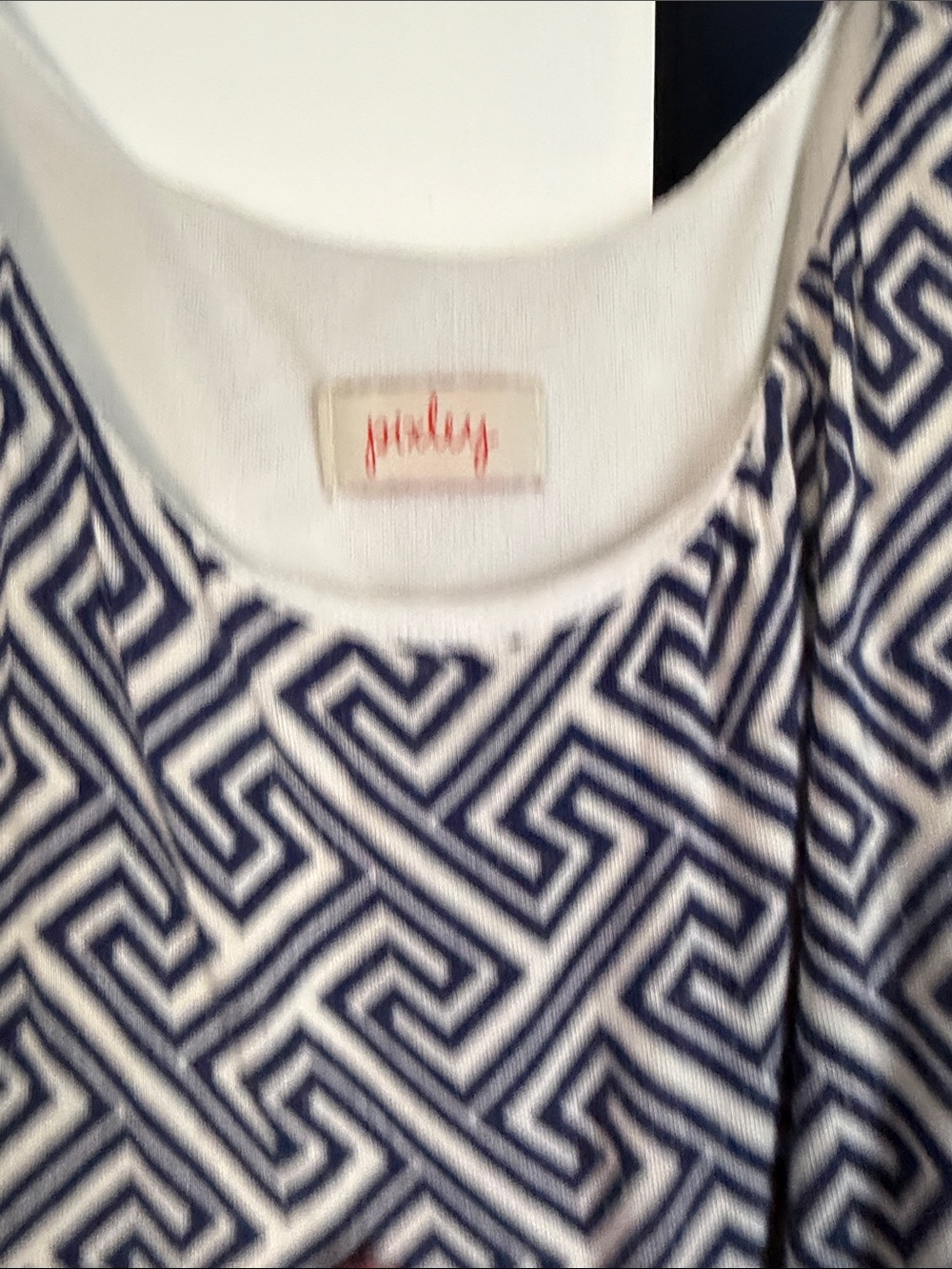 Pixley Navy & White Geometric Tank Maxi Dress with Elastic Waist - Picture 2 of 2